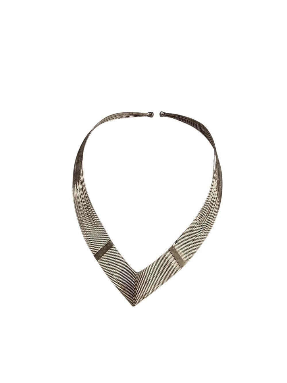 Silver Tone Cleopatra Style V Necklace